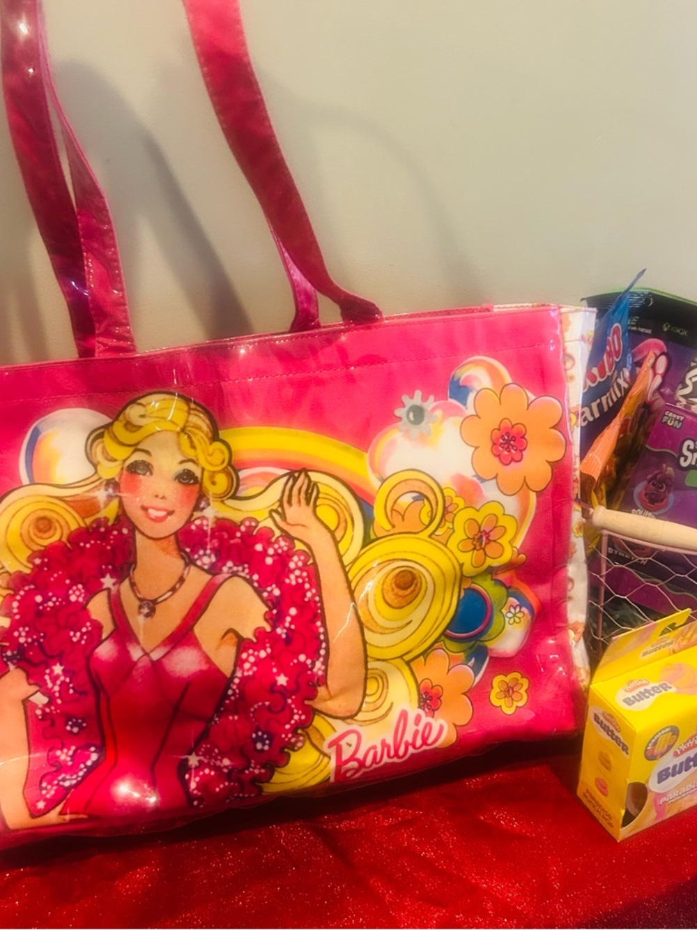Barbie My Fab Tote Bag 1980s Glossed Vinyl Hot Pink Whimsical Graphic authentic
